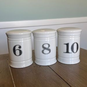 Creative Co-op numbered ivory stoneware apothecary jars farmhouse eclectic style